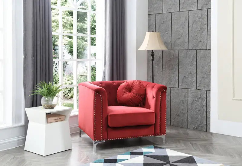 Modern Burgundy Accent Chair: Comfortable & Stylish Lounge Seating