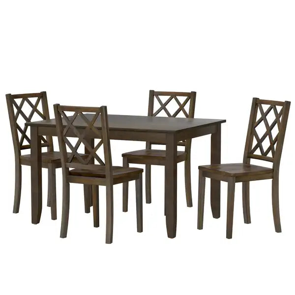 5 Piece Velvety Brown Dining Table Set by Wallace & Bay - Minihomy