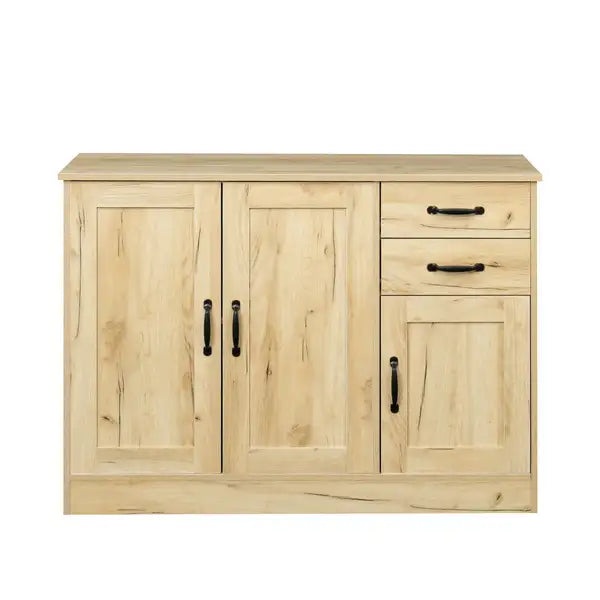 Modern Wood Buffet Sideboard with Storage - Entryway Serving Cabinet - Dining Room Console, 43.3 Inch, Oak - Minihomy