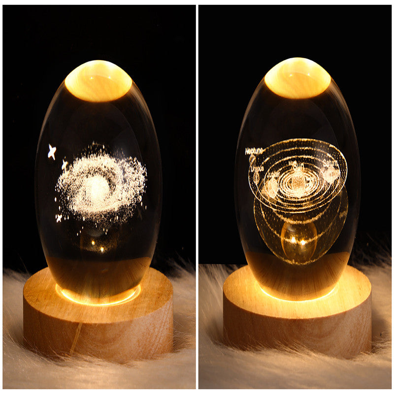 LED Night Light Galaxy Crystal Ball Table Lamp - 3D Planet Moon Lamp for Bedroom Home Decor