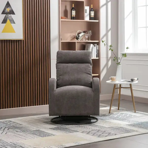 Dark Grey Upholstered Swivel Glider Rocking Chair - Nursery