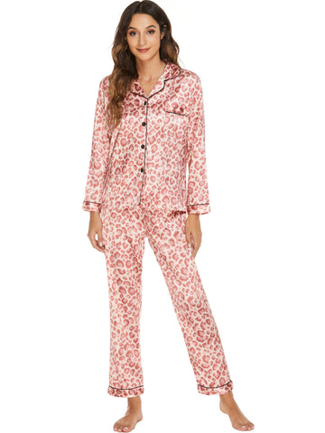 Two-piece Stretch Satin Home Wear Pajamas Women