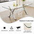 Modern Glass Dining Table with Silver Legs - 79" x 39" x 30" - Home & Office Use - Minihomy