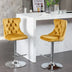 Gold Velvet Barstools Set of 2 - Adjustable Height, Tufted Back, Chrome Base for Kitchen Island - Minihomy