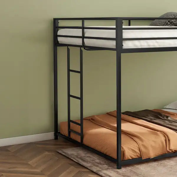 Full-Over-Full Bunk Bed with Black Finish - Adam Collection - Minihomy