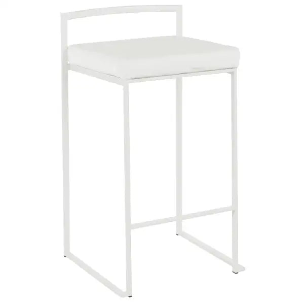 LumiSource Fuji White Velvet Counter Stools (Set of 2)