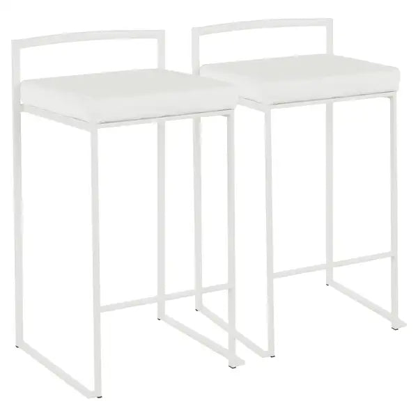 LumiSource Fuji White Velvet Counter Stools (Set of 2)