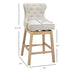 Cream Upholstered Bar Stools, 180° Swivel, Nailhead Trim, 30" Seat Height, Set of 2 - Minihomy