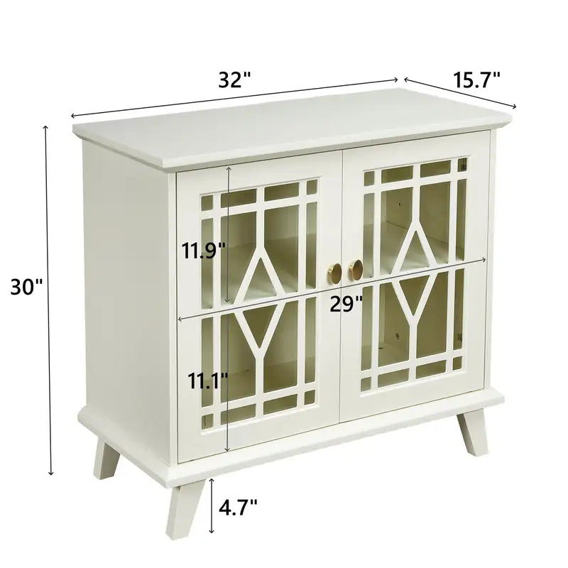 White Storage Cabinet with Shelves - Sideboard for Living Room, Hallway & Entryway