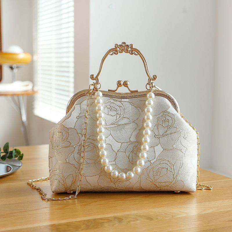 Women's Large-capacity Lace Clip Handbag