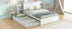 Full Size Platform Bed with Pull Out Shelves & Twin Trundle - White - Minihomy