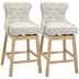 Cream Upholstered Bar Stools, 180° Swivel, Nailhead Trim, 30" Seat Height, Set of 2 - Minihomy