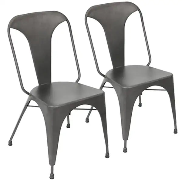 LumiSource Austin Industrial Dining Chairs - Set of 2, Matte Grey