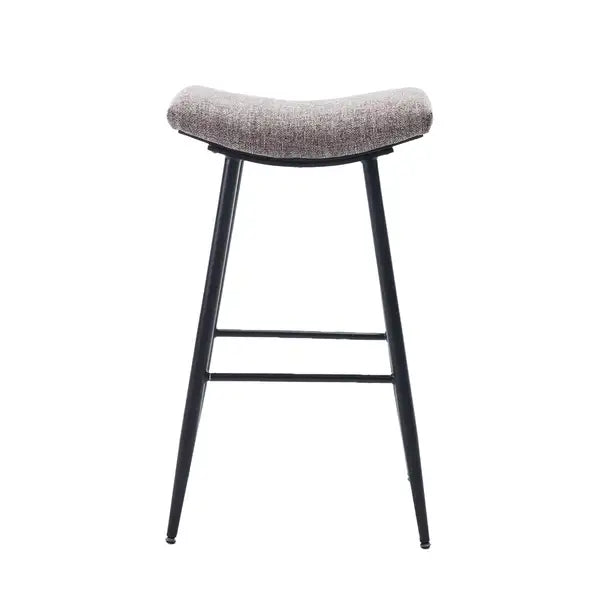 Counter Height Bar Stools Set of 2 - Linen Fabric Upholstered with Footrest - Coffee - Minihomy