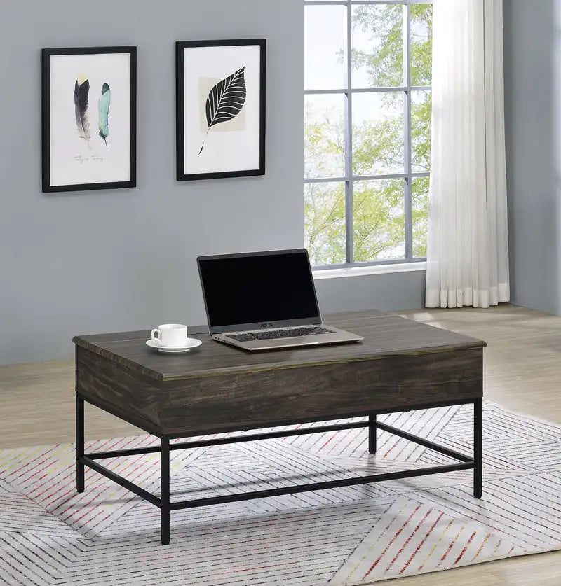 Brown Lift Top Coffee Table - 39 Inch Modern Coffee Table with Storage