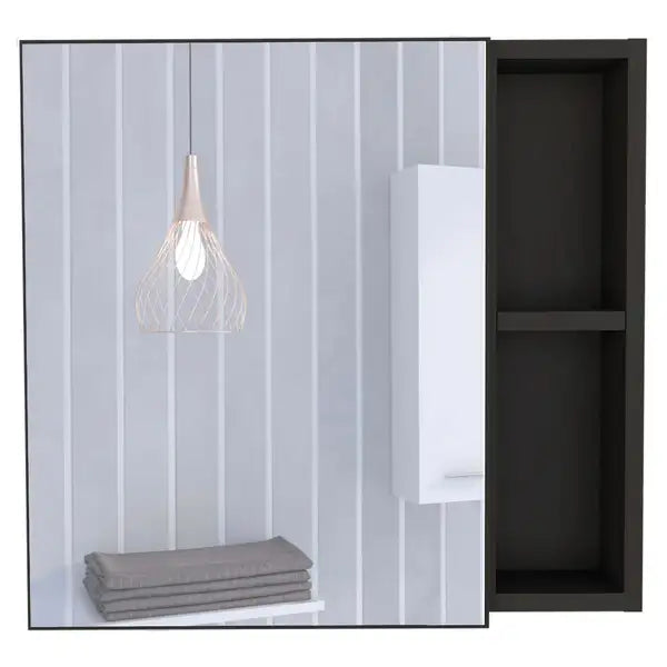 Minsk Medicine Cabinet with Mirror, 2 Shelves - White - Minihomy