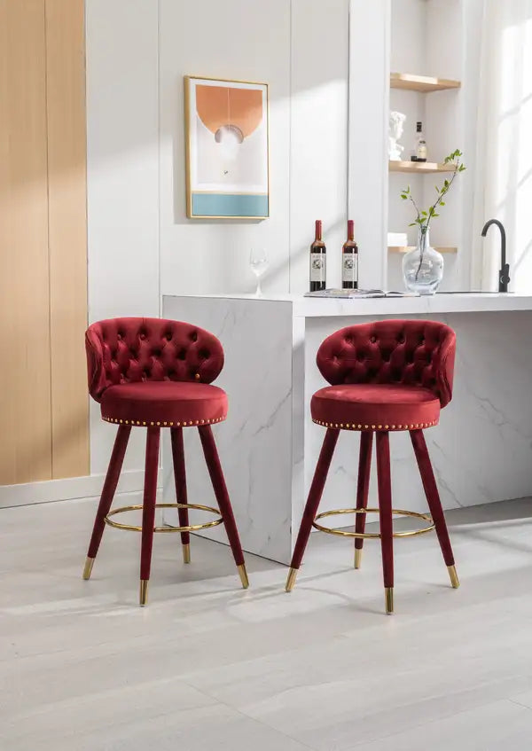 COOLMORE 2-Pack Counter Height Bar Stools - Solid Wood, 36"