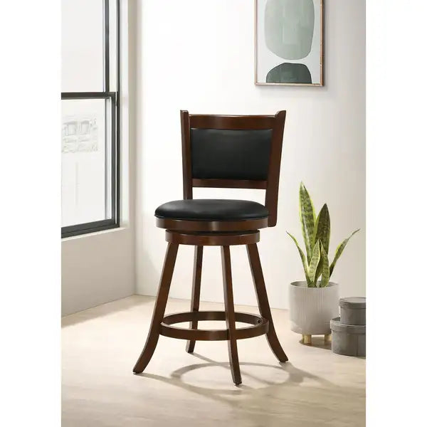 Chestnut & Black Wooden Swivel Stools (2-Pack)