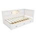 L-Shaped Twin Bed Frame with Drawer, Bookcase, LED Lights & USB Port - White - Minihomy