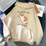 No Talk Me Cute Angry Cat Print Women Hoodie