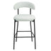 26" Counter Height Bar Stools with Teddy Fabric Cover - Black Base & Footrest (Snow) - Minihomy