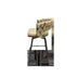 Light Brown Leather Woven Bar Stools Set of 2 - Swivel, Backrest, Footrest - Black Legs - Minihomy