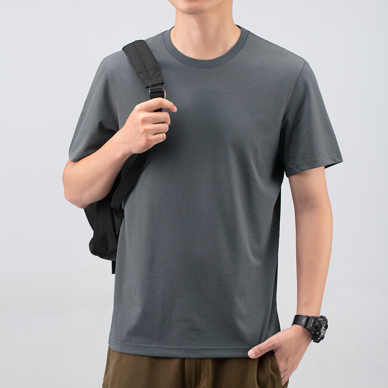 Men's Casual Round Neck Solid Color T-shirt Top