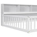 Full Size Platform Bed with Bookcase, Shelves, Guardrails - White - Minihomy