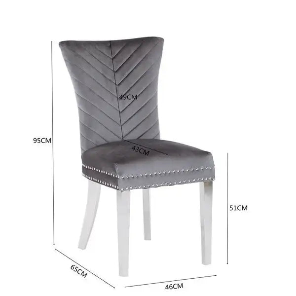 Eva Velvet Fabric Chair with Stainless Steel Legs - Gray - Minihomy