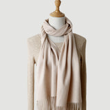 Solid Color Autumn And Winter Tassel Pure Cashmere Scarf For Women