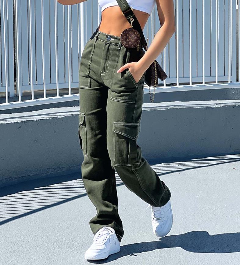 Cargo Pants For Women High Waisted Casual Pants Baggy Stretchy Wide Leg Streetwear