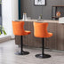 Orange Velvet Bar Stools Set of 2 - Adjustable Height, Tufted Back, Modern Kitchen Island Barstools - Minihomy