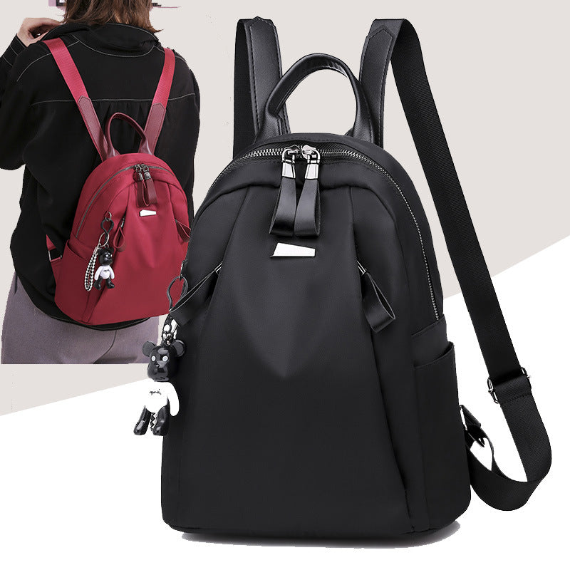 Women's Solid Oxford Cloth School Bag - Compact and Stylish Travel Backpack