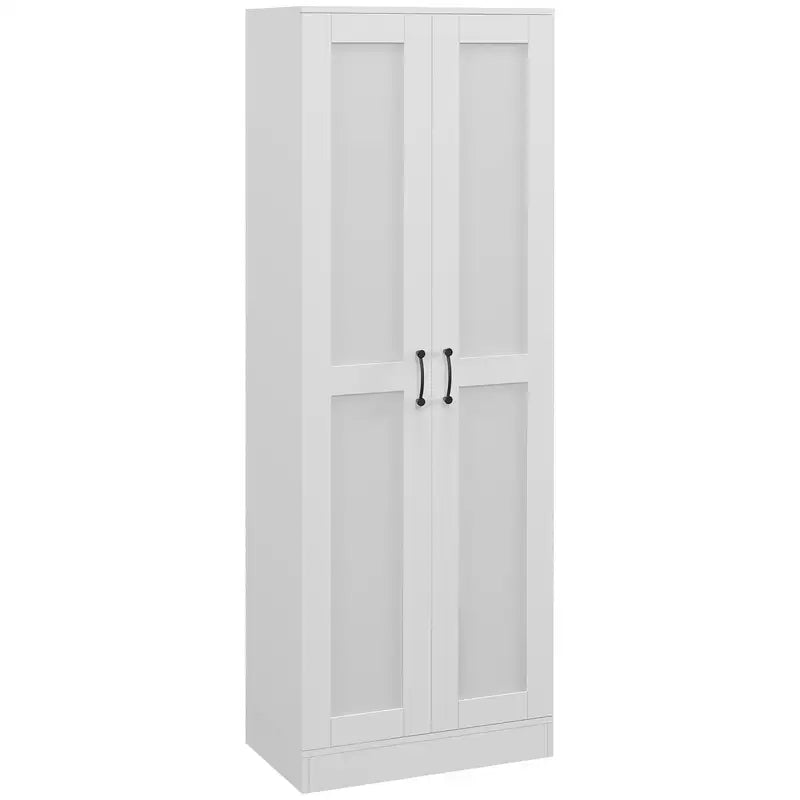 HOMCOM 69" White Storage Cabinet - Pantry Cupboard w/ Soft Close Doors