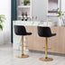 Adjustable Height Bar Stools Set of 2, Black Velvet with Gold Legs - Chrome Footrest and Base Swivel - Minihomy