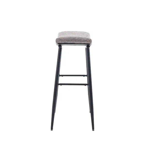 Counter Height Bar Stools Set of 2 - Linen Upholstered with Footrest - Dining Room Kitchen Island - Minihomy