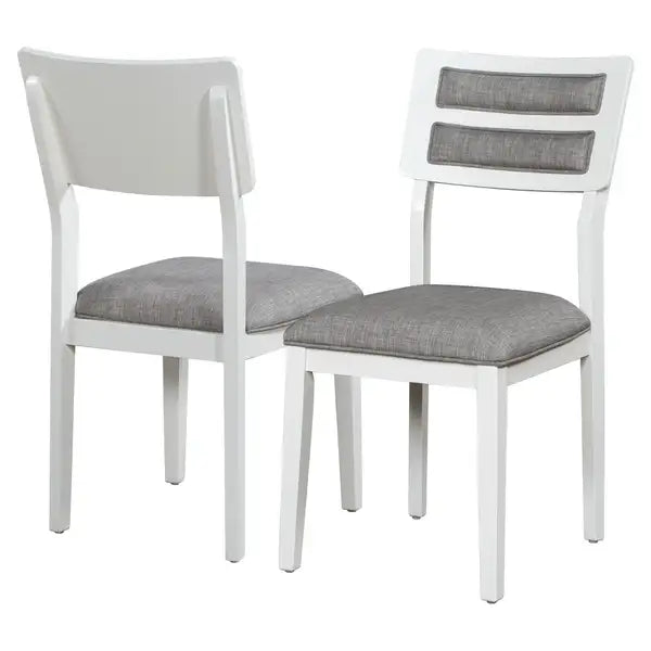 6-Piece Dining Set with Table, Chairs & Bench - Classic White & Gray - TREXM - Minihomy