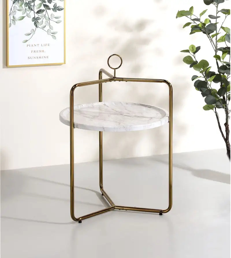 White & Gold Miro Side Table