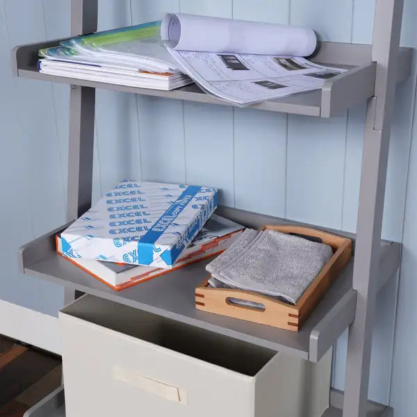 5-Tier Wooden Ladder Shelf: Space-Saving Storage Organizer