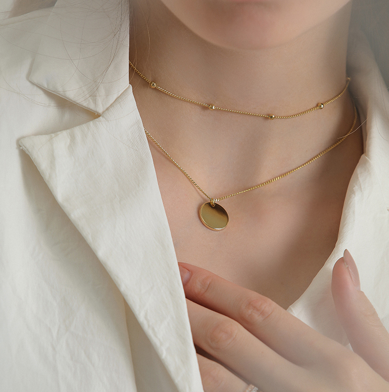 Ladies Titanium Steel Layered Beaded Collar Necklace