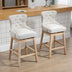 Cream Upholstered Bar Stools, 180° Swivel, Nailhead Trim, 30" Seat Height, Set of 2 - Minihomy