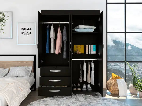 Black Velvet Mobile Armoire for Bedroom Storage - Minihomy