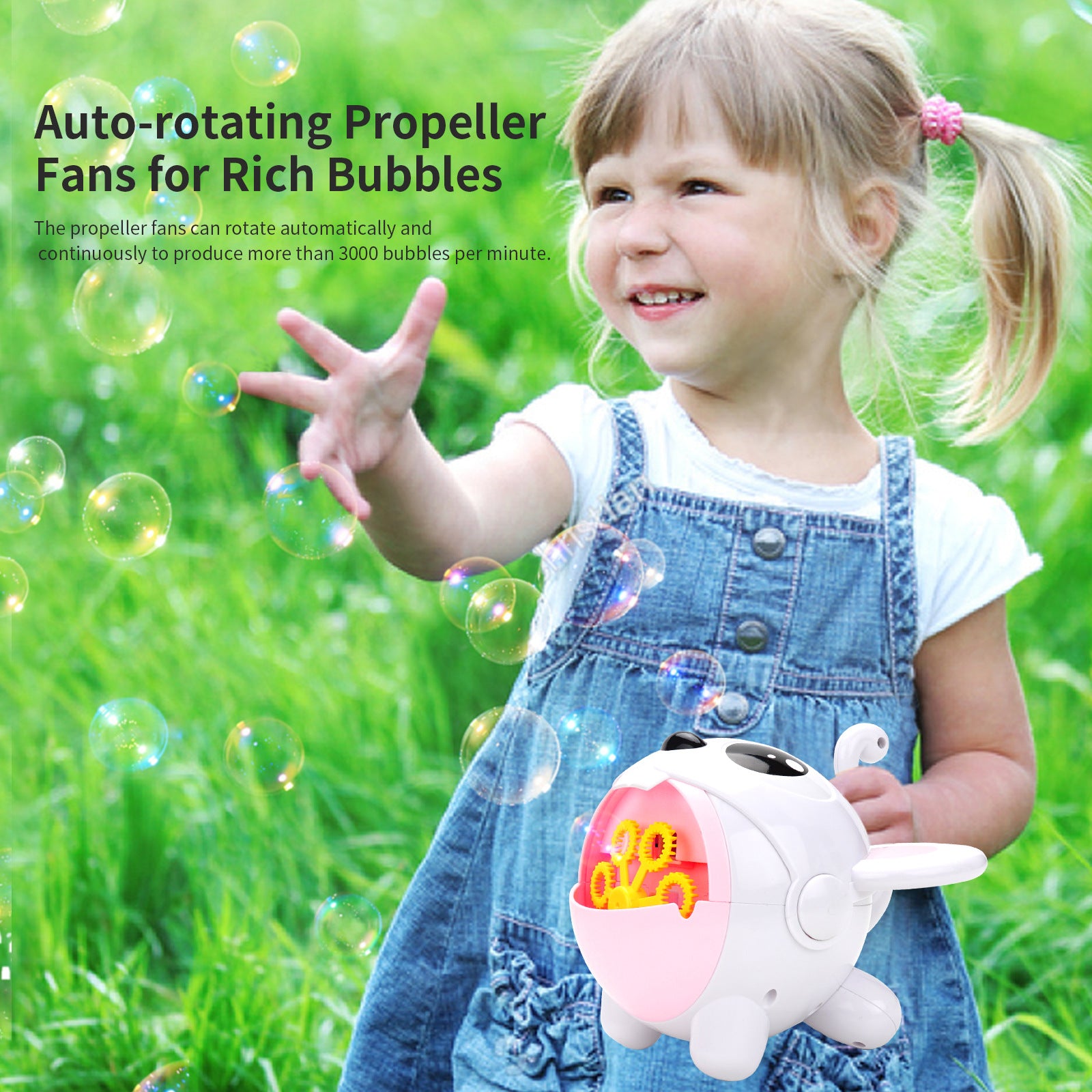 Automatic Cute Bubble Machine - Electric Bubble Blower Toy for Kids, Indoor and Outdoor Fun