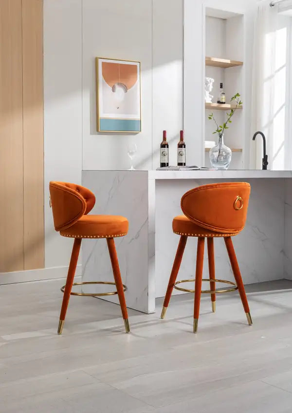 COOLMORE Counter Height Bar Stools (Set of 2) - Solid Wood, 36"