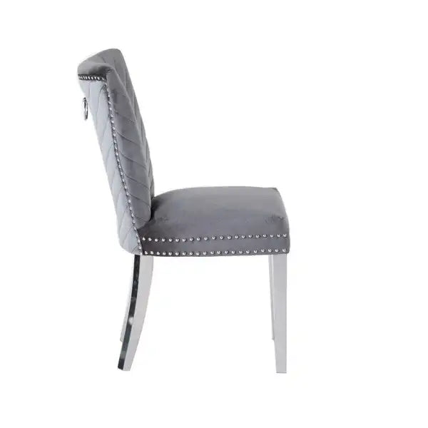 Eva Velvet Fabric Chair with Stainless Steel Legs - Gray - Minihomy