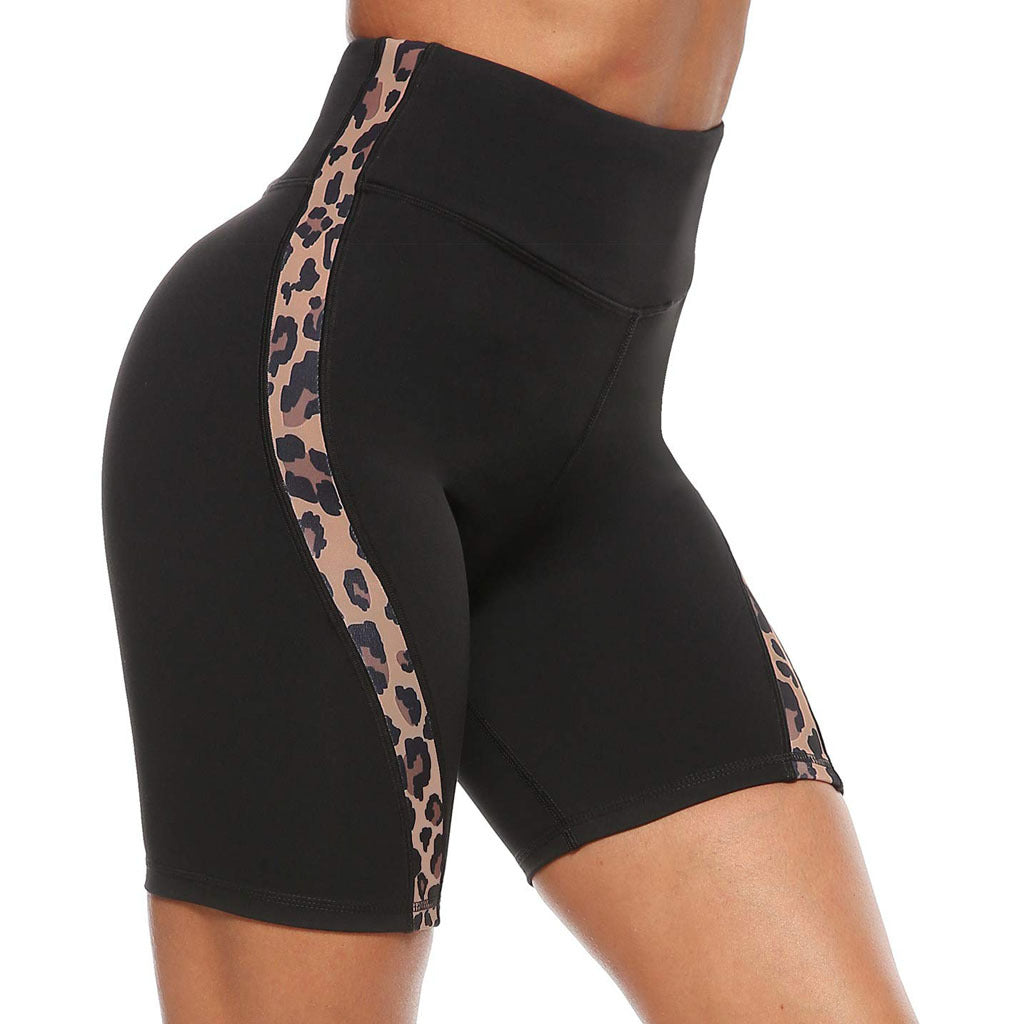 Leopard Stitching Yoga Pants Leggings Shorts Women