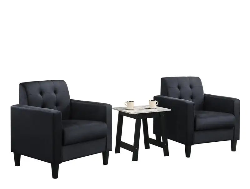 Black Velvet Armchair & End Table Living Room Set - Hale Furniture