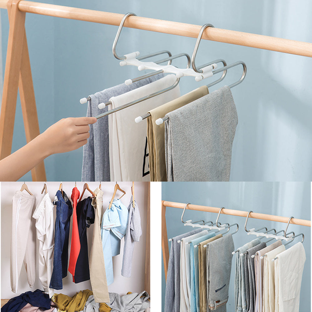 5-in-1 Multifunctional Wardrobe Hangers - Stainless Steel Clothes Hangers for Pants, Shirts, & More