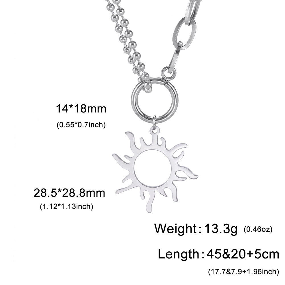Titanium Steel Sun Pendant Necklace Clavicle Chain