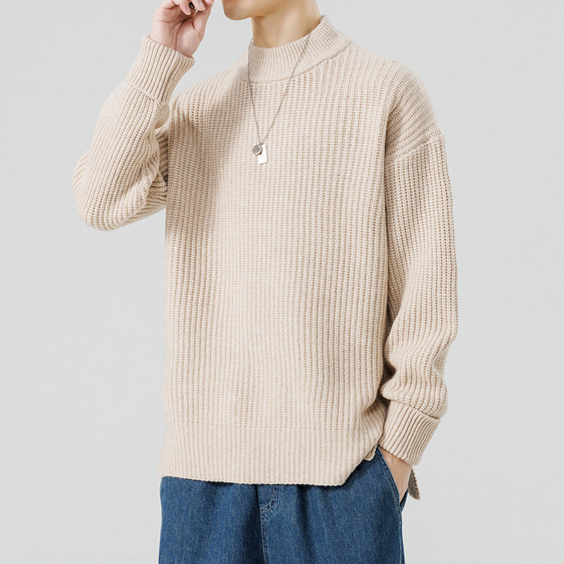 Half High-Necked Sweater for Men's Casual Knitwear Outerwear